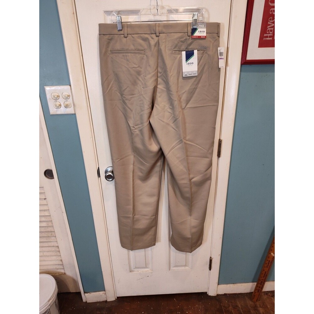 IZOD Golf Pants Men’s 38 NWT Sport Flex Stretch Trousers Sun Control Khaki - Picture 9 of 12